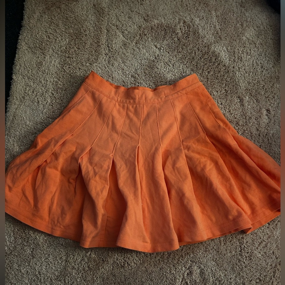Coral Pink Pleated Skirt